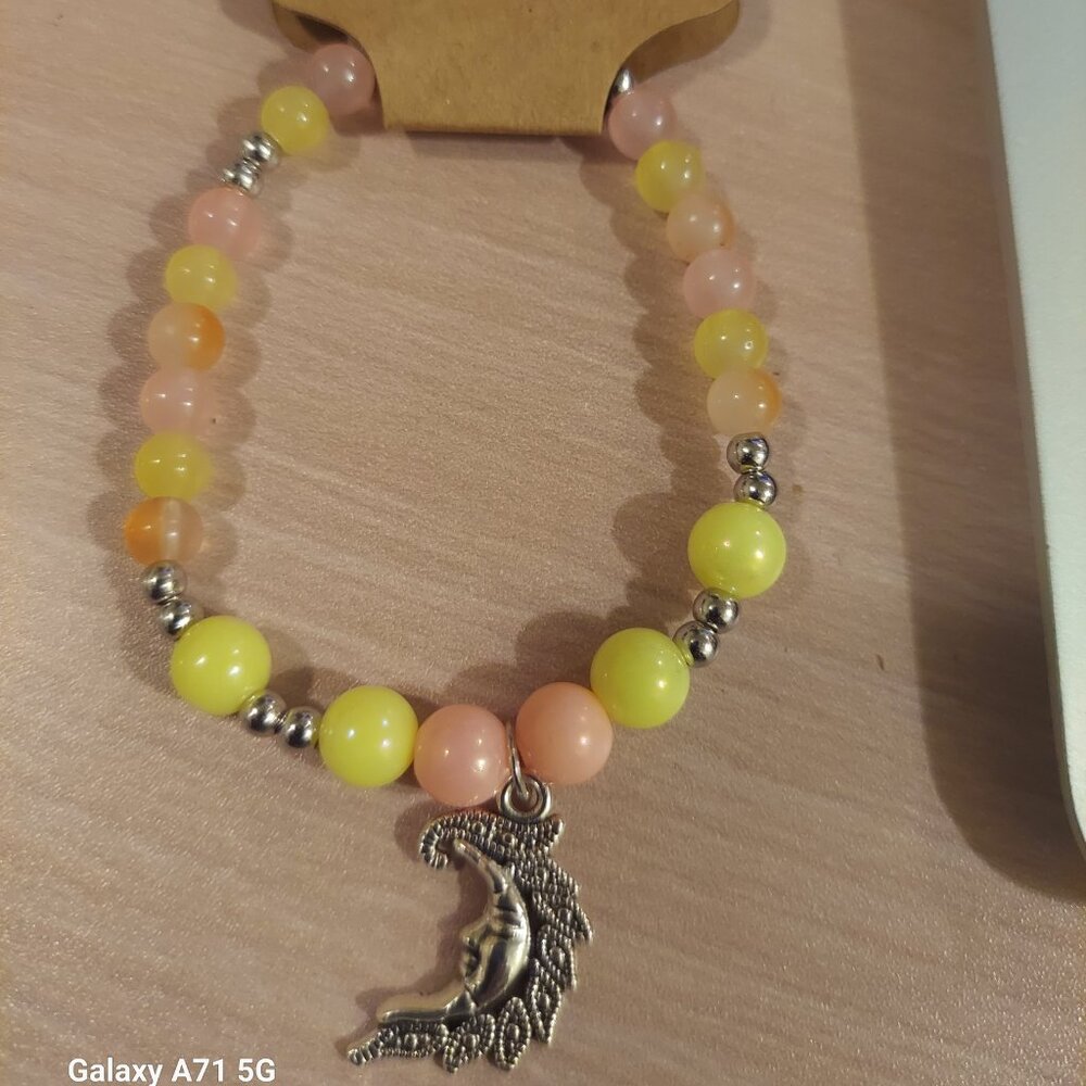 Starburst Handcrafted Crescent Moon Charm Bracelet